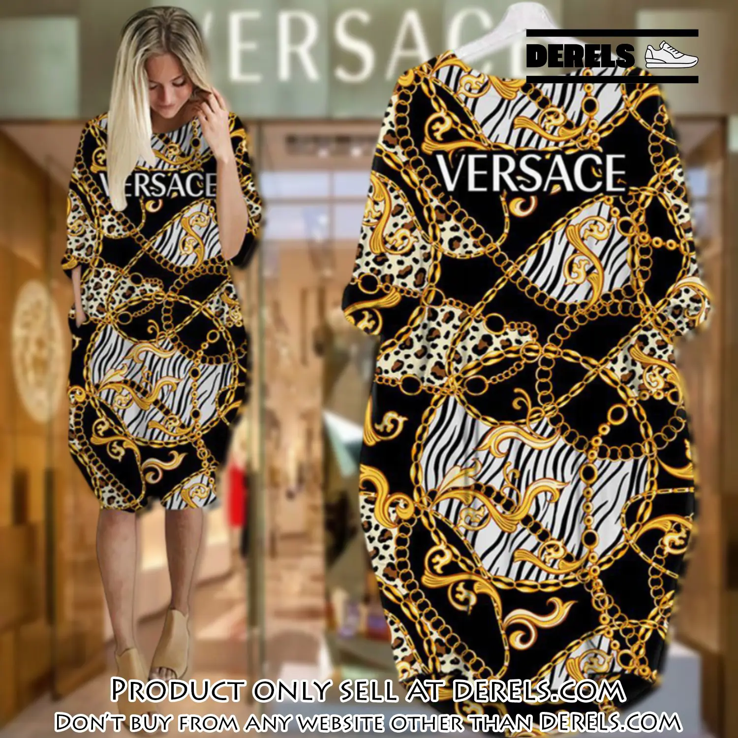 Gianni versace black gold batwing pocket dress luxury brand for women pd083 dr2422566